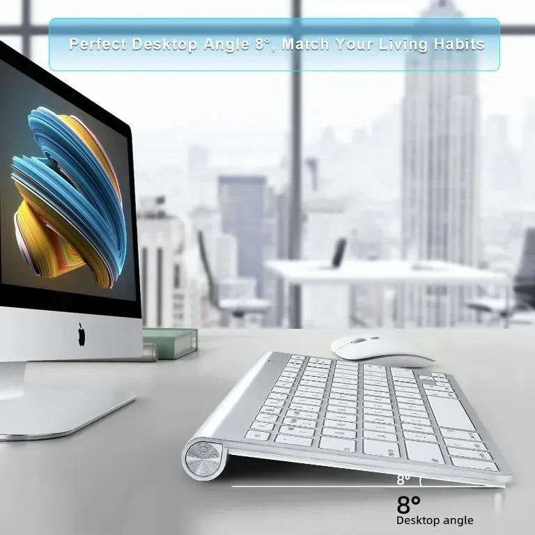 Комбинация от Bluetooth клавиатура и мишка за Mac QWERTY тиха безжична мишка и клавиатура — снимка 3
