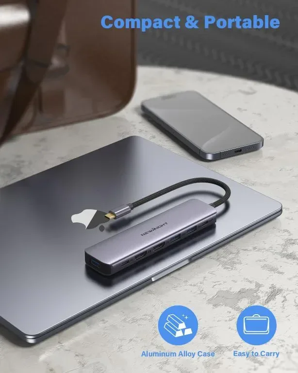 USB C към HDMI адаптер, Newmight 7 в 1 USB C докинг станция с 2 HDMI, 3 USB3.0, 100 W PD, USB C 3.0 — снимка 9