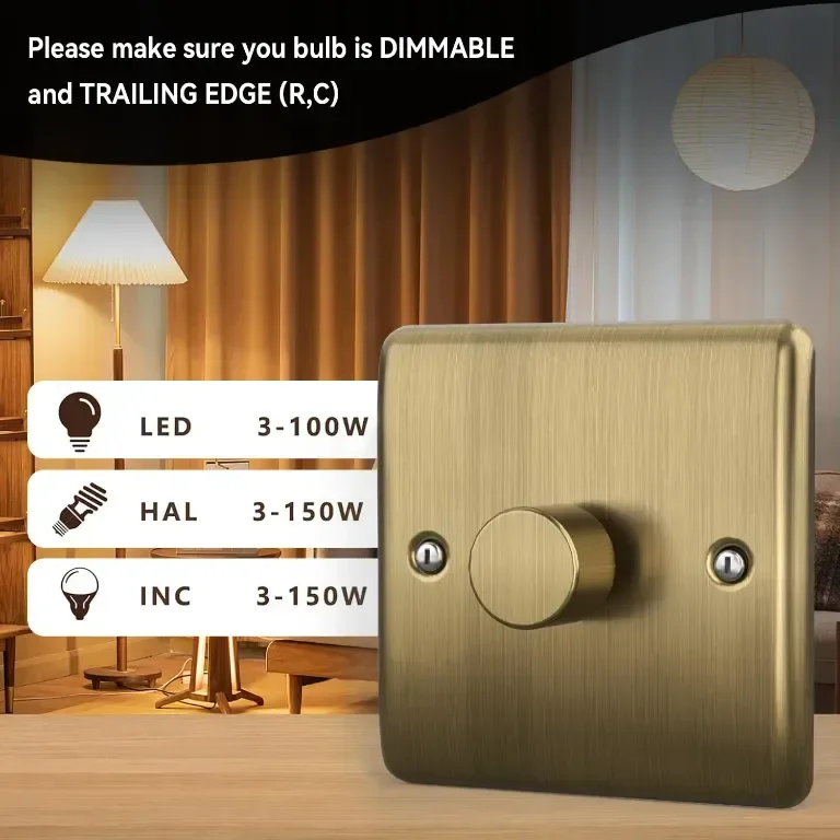 Zigtiger LED Димер: за LED/Халоген, 1 Клавиш, 3-100W, Без Неутрален, Античен Месинг — снимка 2