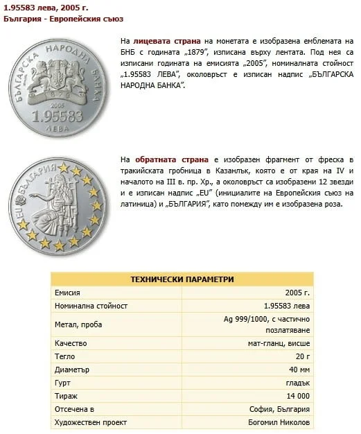 Монета България в Европейския съюз сребърни възпоменателни монети,