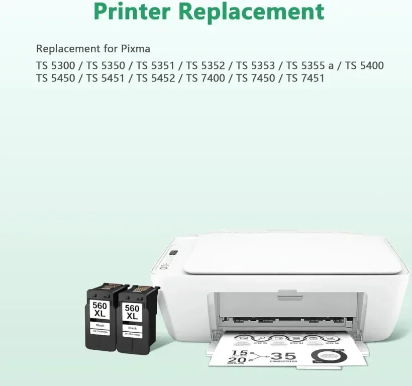 LIFOR PG-560 XL 560XL черни касети с мастило, за Canon (2 черни) — снимка 2