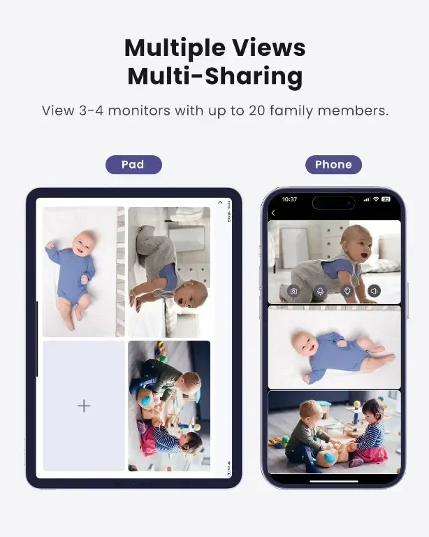 BOOPOO Smart Baby Monitor 2K, нощно виждане,откриване на плач,2.4/5GHz — снимка 4