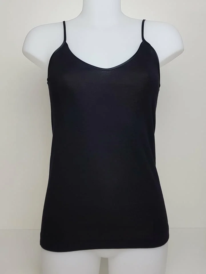 Henri 2XL, 3XL италиански черни 100% памучни потници с тънки презрамки памучен потник голям размер — снимка 2