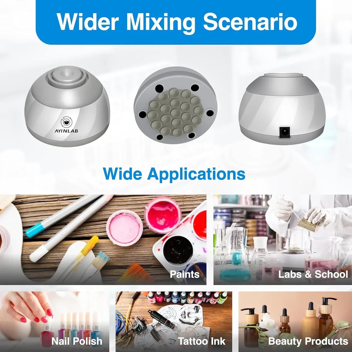 AYINLAB Vortex Mixer миксер за течности Mix Wide, безчетков мотор – до 150 мл — снимка 8