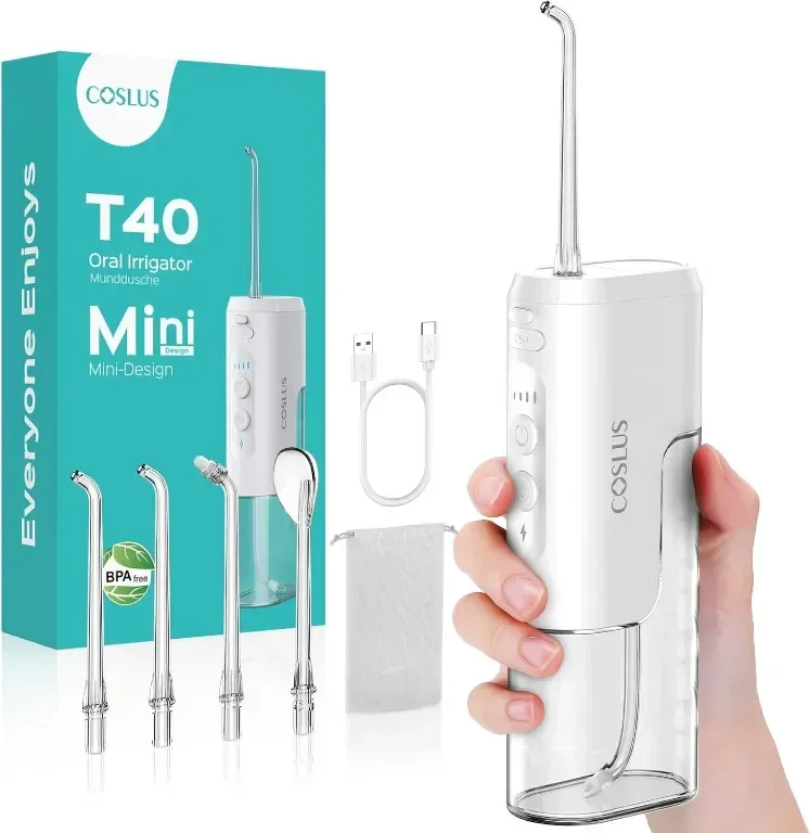 Зъбен душ COSLUS Water Teeth Flosser, Преносим акумулаторен подвижен резервоар за вода