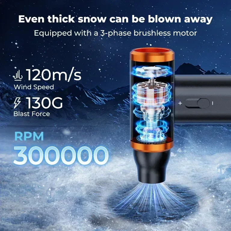 Електрическа прахоуловителка със сгъстен въздух K&F Concept, 300 000 об/мин, 3 скорости,акумулаторна — снимка 3