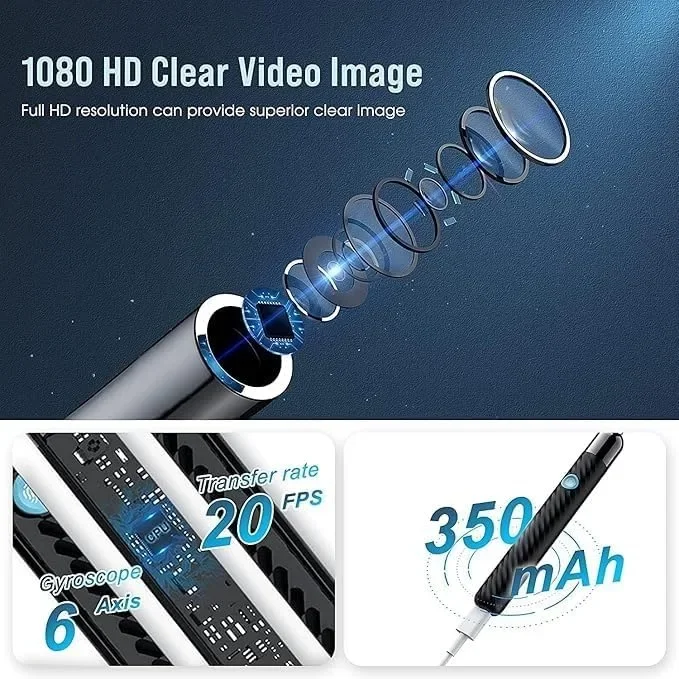 Комплект за премахване на ушна кал с безжична 1080P камера и силиконови приставки (8 части) — снимка 8
