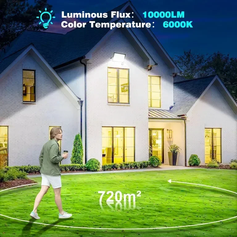 Охранителна лампа T-SUN, външна, сензор за движение, 100 W от здрач до зори, 10000 лумена LED, IP66 — снимка 3