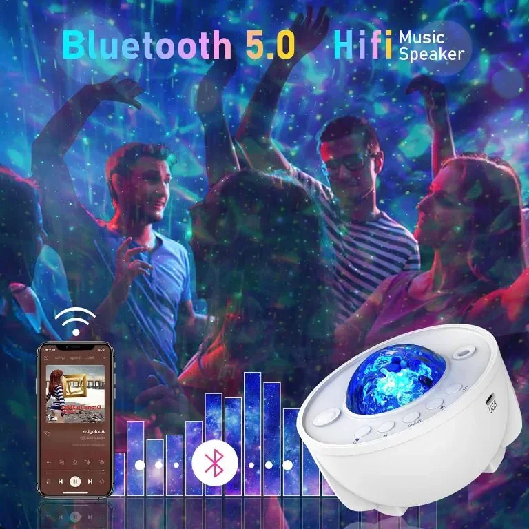 Mycket Звезден LED проектор музикална нощна светлина океански вълни, Bluetooth, дистанционно — снимка 3