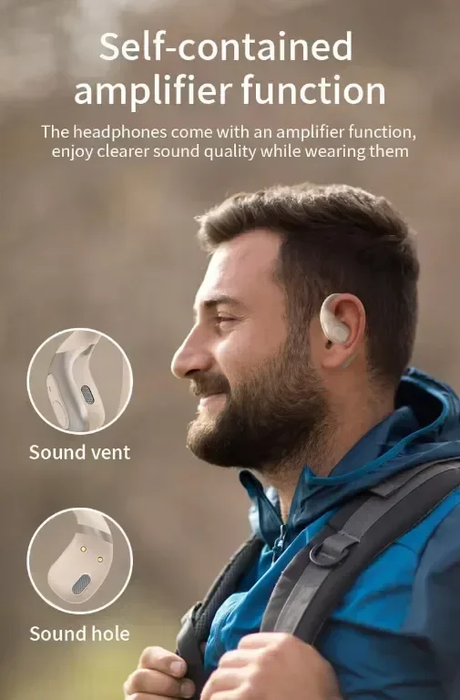 Daw J13 3D Sound Безжични слушалки, Bluetooth V5.3, OWS технология с калъф за зареждане, сребристи — снимка 7