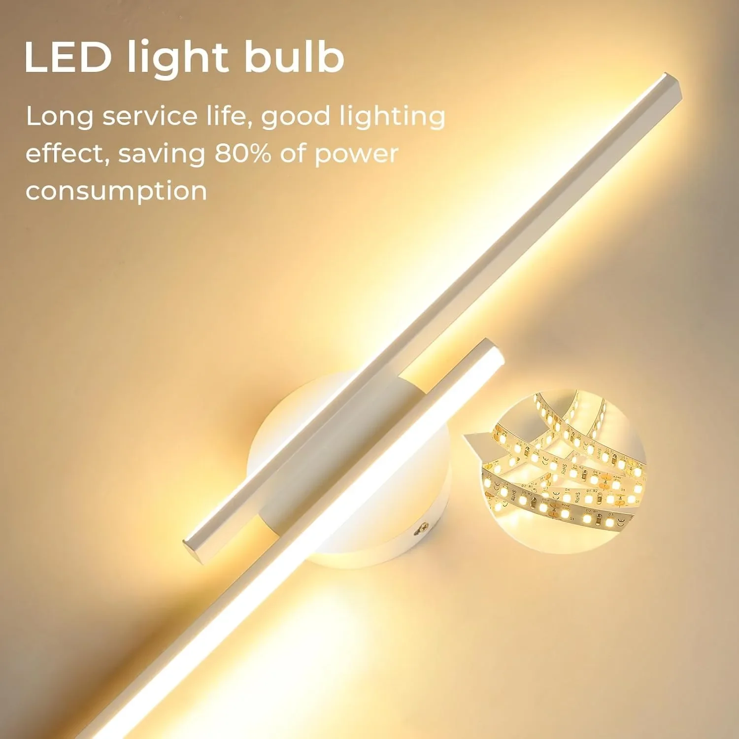 LED стенна лампа 24W, 2700 lm, топла светлина 3000K, 60 см (алуминиево тяло) — снимка 5