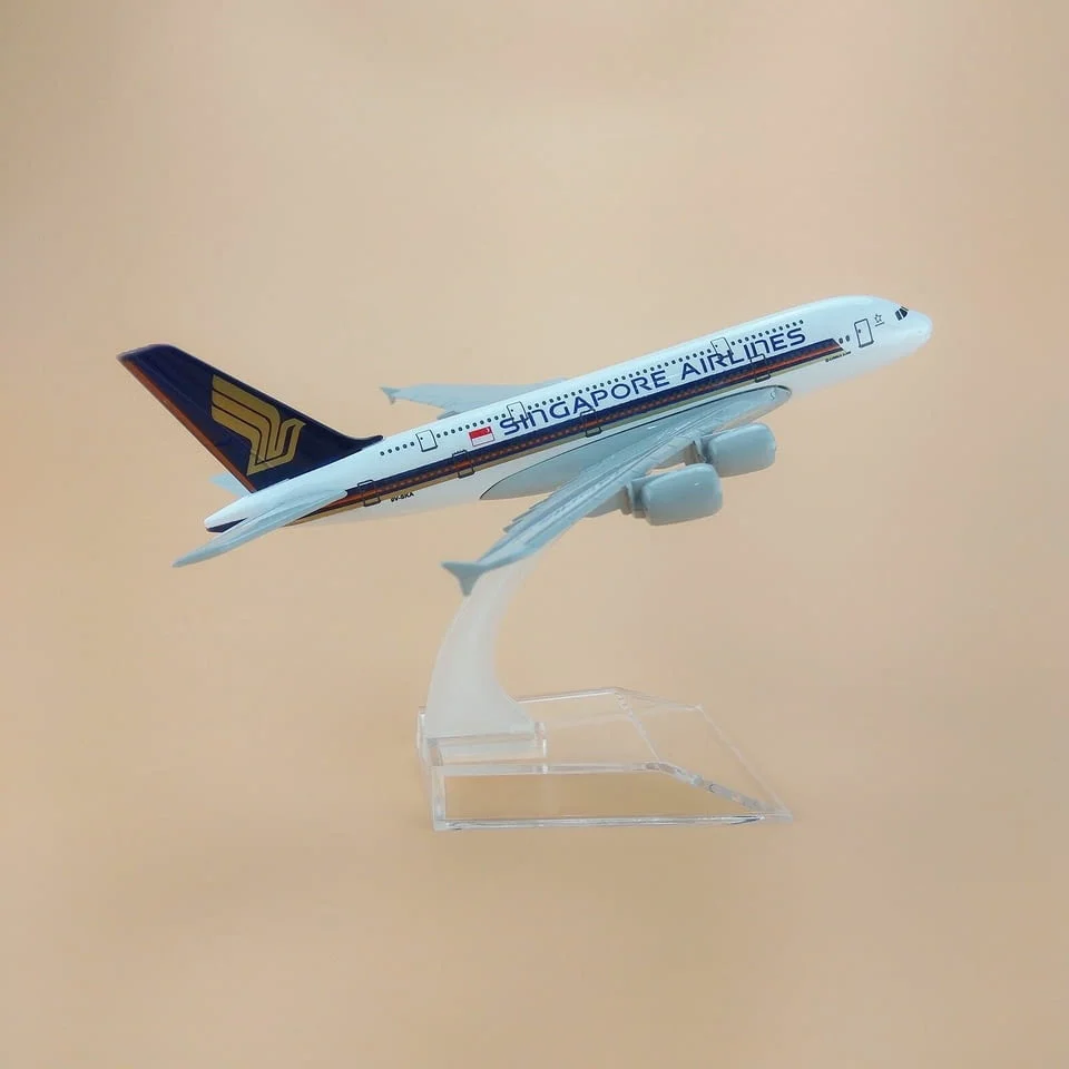 Еърбъс 380 самолет модел макет Singapore Airlines метален A380 пътнически летище — снимка 4
