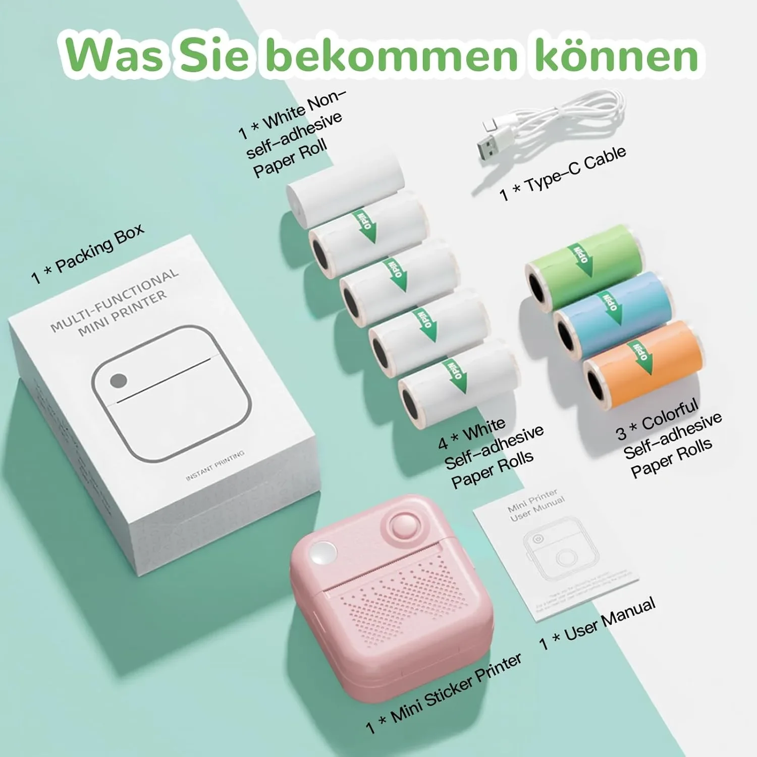 DOLEWA LX-D3 мини преносим термопринтер за стикери с Bluetooth, iOS/Android и 8 ролки — снимка 7