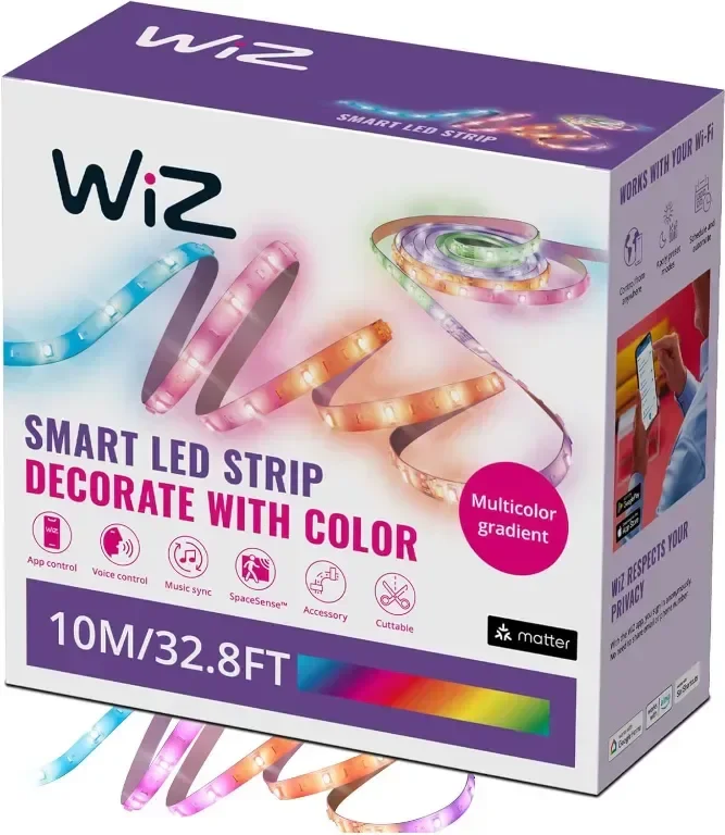 WiZ RGBIC LED светлинна лента – 10 м, 16 милиона цвята + нюанси на бялото, динамични светлинни сцени