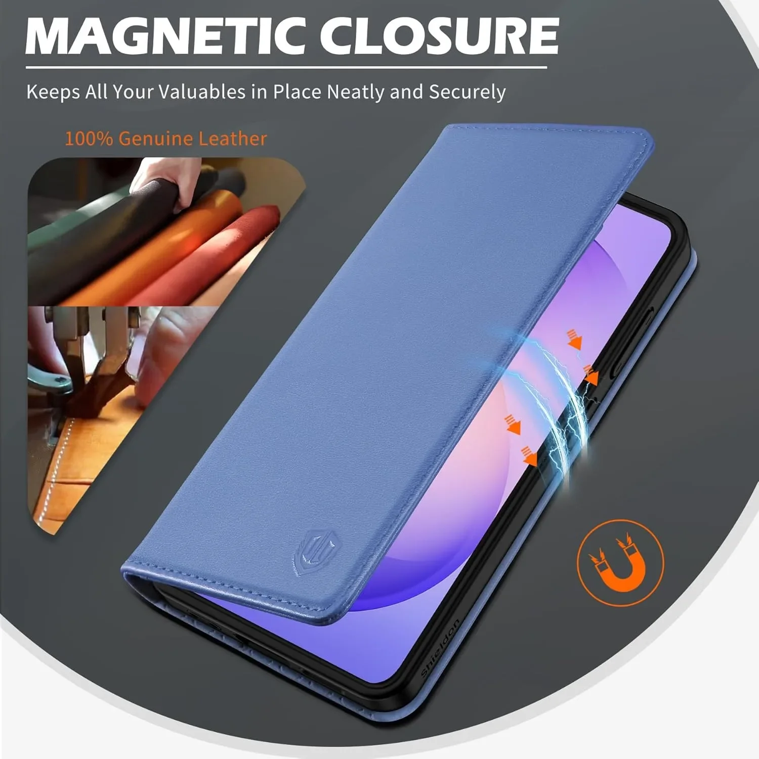 Калъф/кейс от естествена кожа с RFID защита и стойка за Samsung Galaxy S26 Ultra (6.9”) — снимка 7