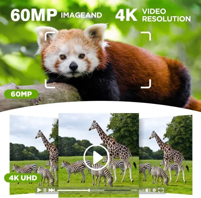 VOOPEAK 4K 30FPS 60MP камера за диви животни, с 5000mAh соларен панел — снимка 3