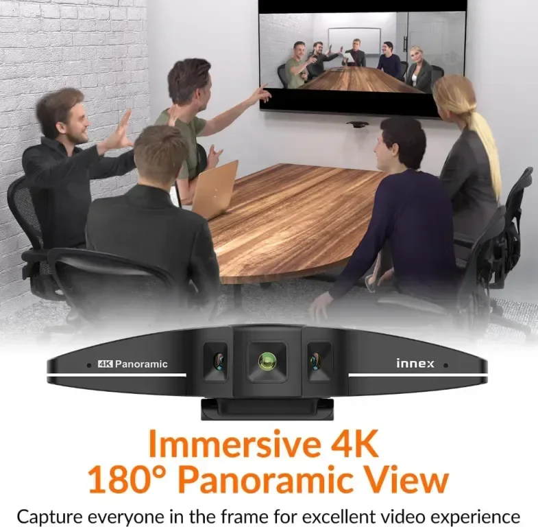 Innex C831 180° панорамна 4K уеб камера с микрофон, AI Face Tracking — снимка 2
