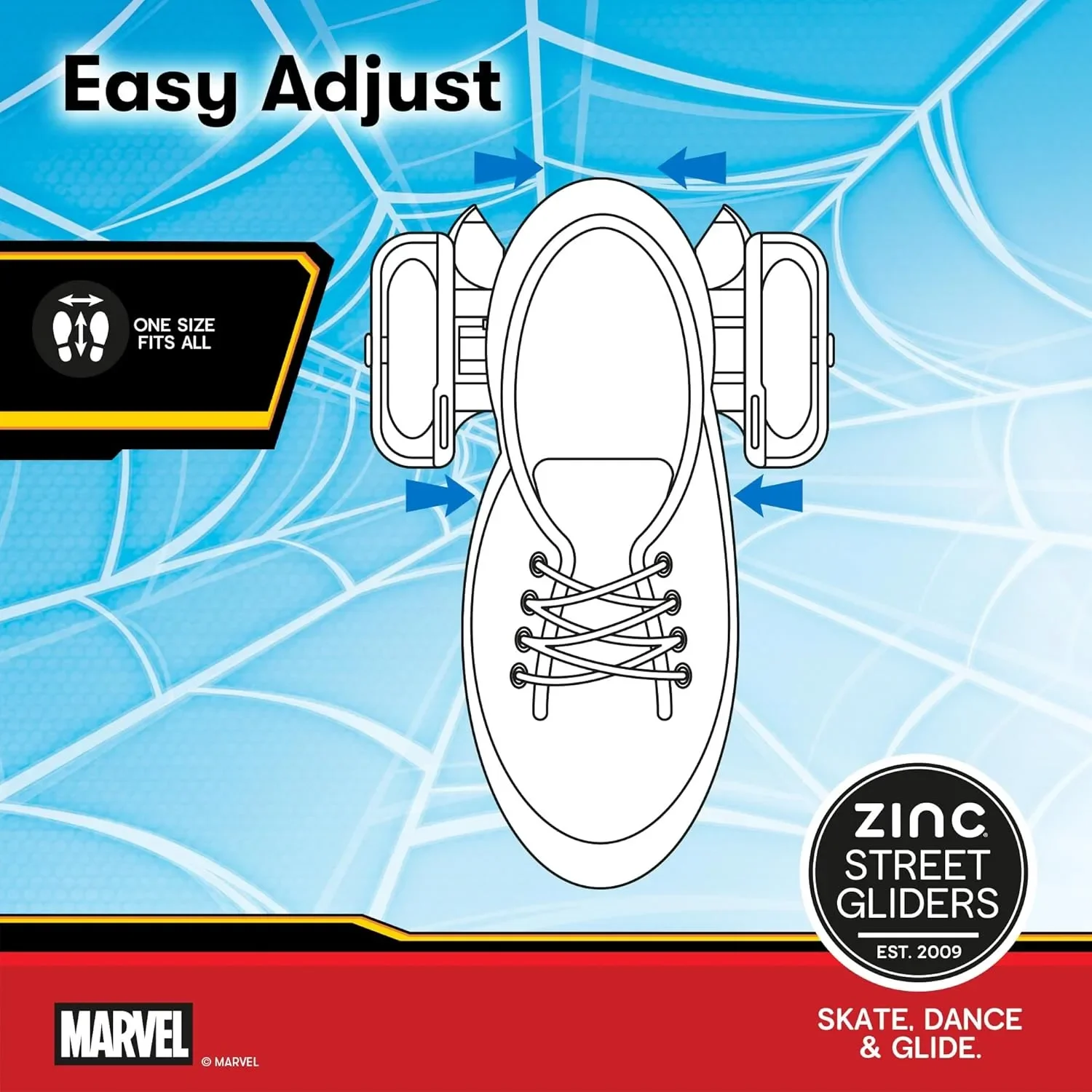 Zinc Street Gliders Marvel Spider-Man – светлинни плъзгащи обувки за лед/тротоар, 5+ години — снимка 5