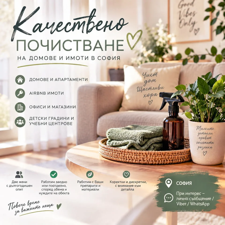 🧹 Качествено почистване и поддръжка на домове и имоти в София! 🧹