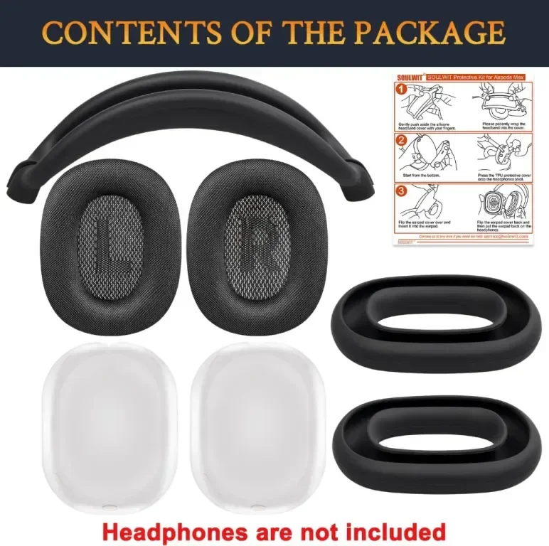 Резервен комплект SOULWIT за AirPods Max, черно — снимка 7
