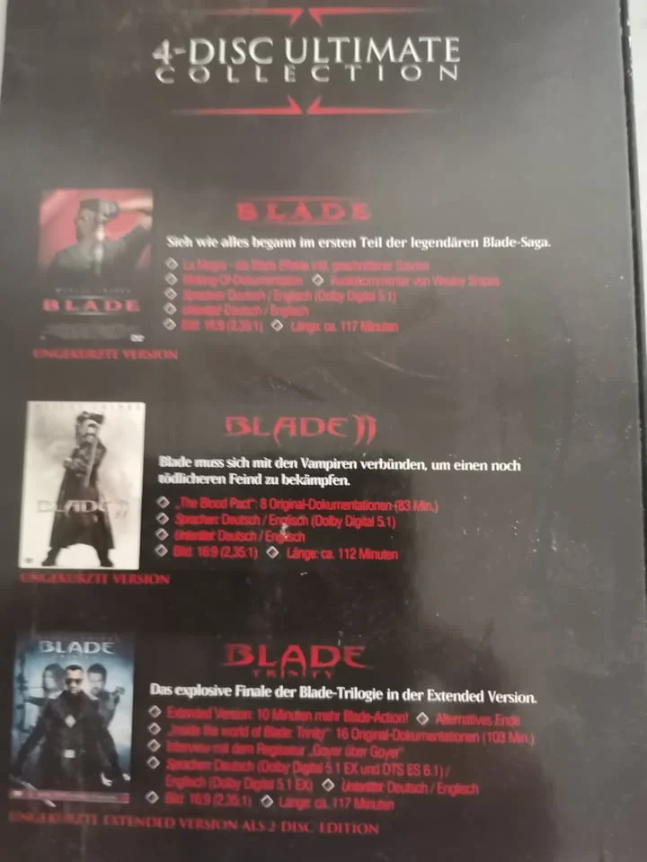 Blade Trilogy Box 4 DVD BOX-SET THE ULTIMATE COLLECTION Unkut — снимка 2
