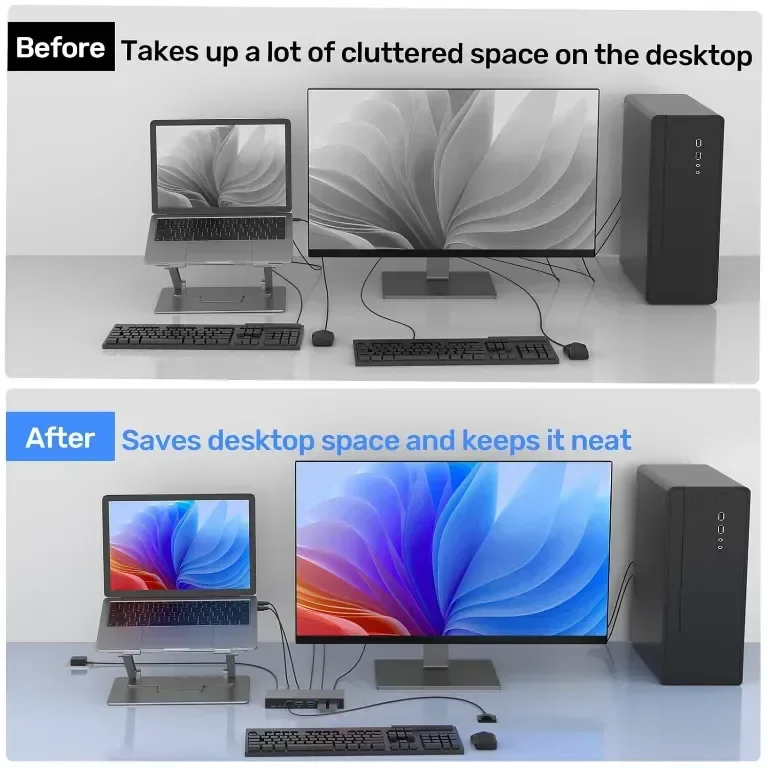 Alxum HDMI KVM превключвател 2 компютъра - 1 монитор USB 3.0 4К 60Hz, контролер и два USB3.0 кабела — снимка 3