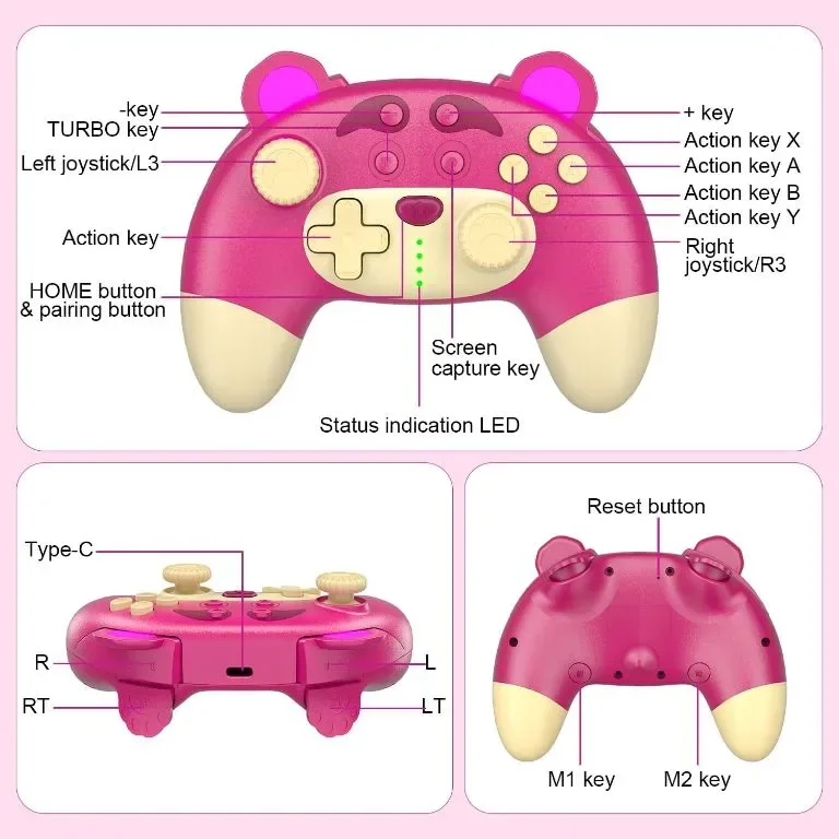 STOGA Switch Pro Controller, Безжичен Switch Controller за Switch OLED/Switch Lite/PC — снимка 5