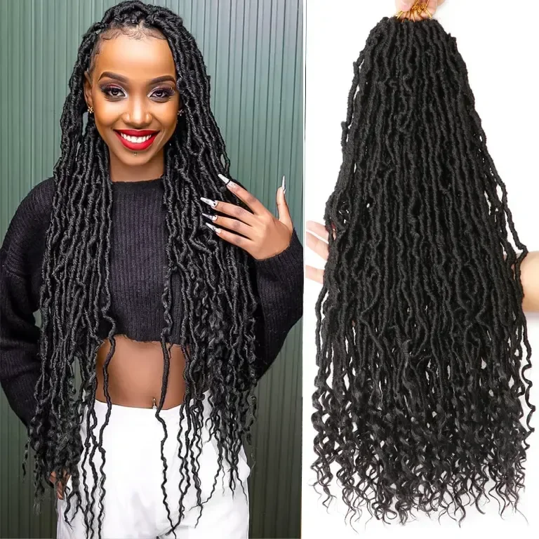 Екстеншъни за коса Faux Locs, сплетени, 60 см (пакет от 8), #1B