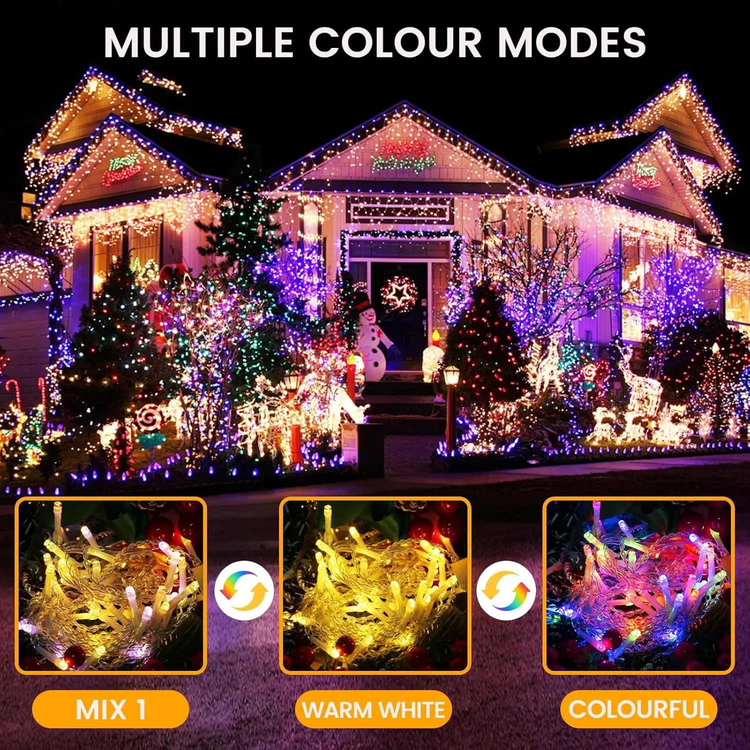 Коледни LED лампички Coanto Icicle за външен монтаж, 10 м, 400 LED, 80 капки, 11 режима + дистанционно — снимка 3