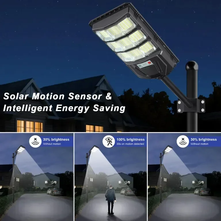 YACAISI Соларни улични лампи - 2 броя, 1200W LED, 8500K, дистанционно — снимка 4