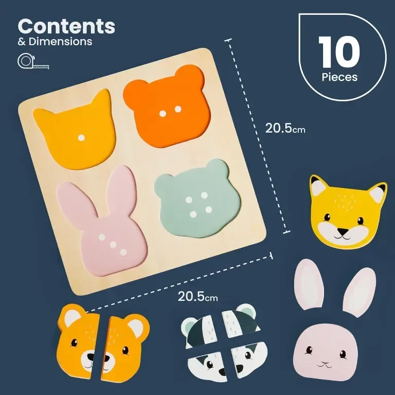 Монтесори Bigjigs Toys Пъзел от 10 части, горски жимотни, за деца над 1 година — снимка 2