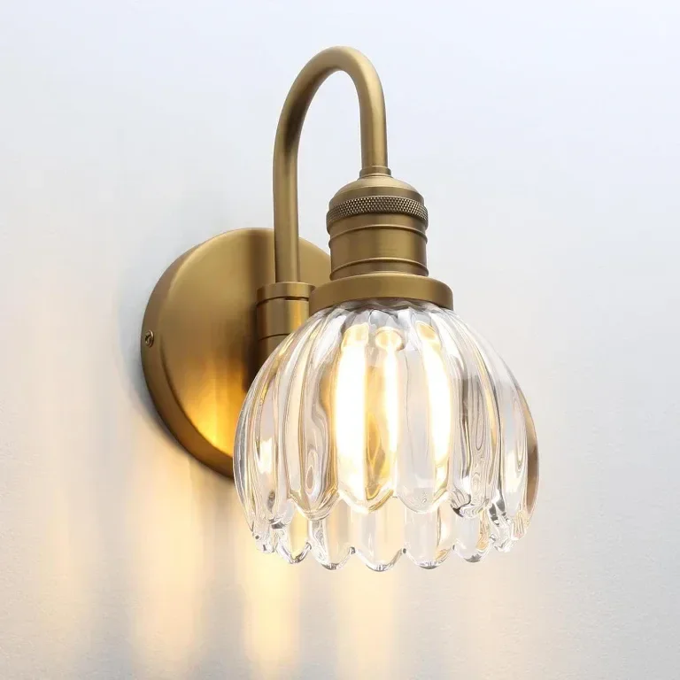 Стенна лампа JIMUBEAM Vintage Gooseneck с прозрачен стъклен абажур тип лале — снимка 9