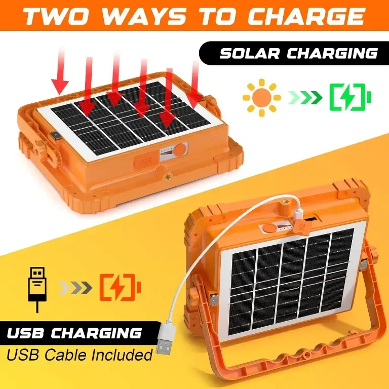 MUEZDUR 100W преносима работна светлина, 466 LED 10000 LM, 5 режима, USB и соларно захранване — снимка 4