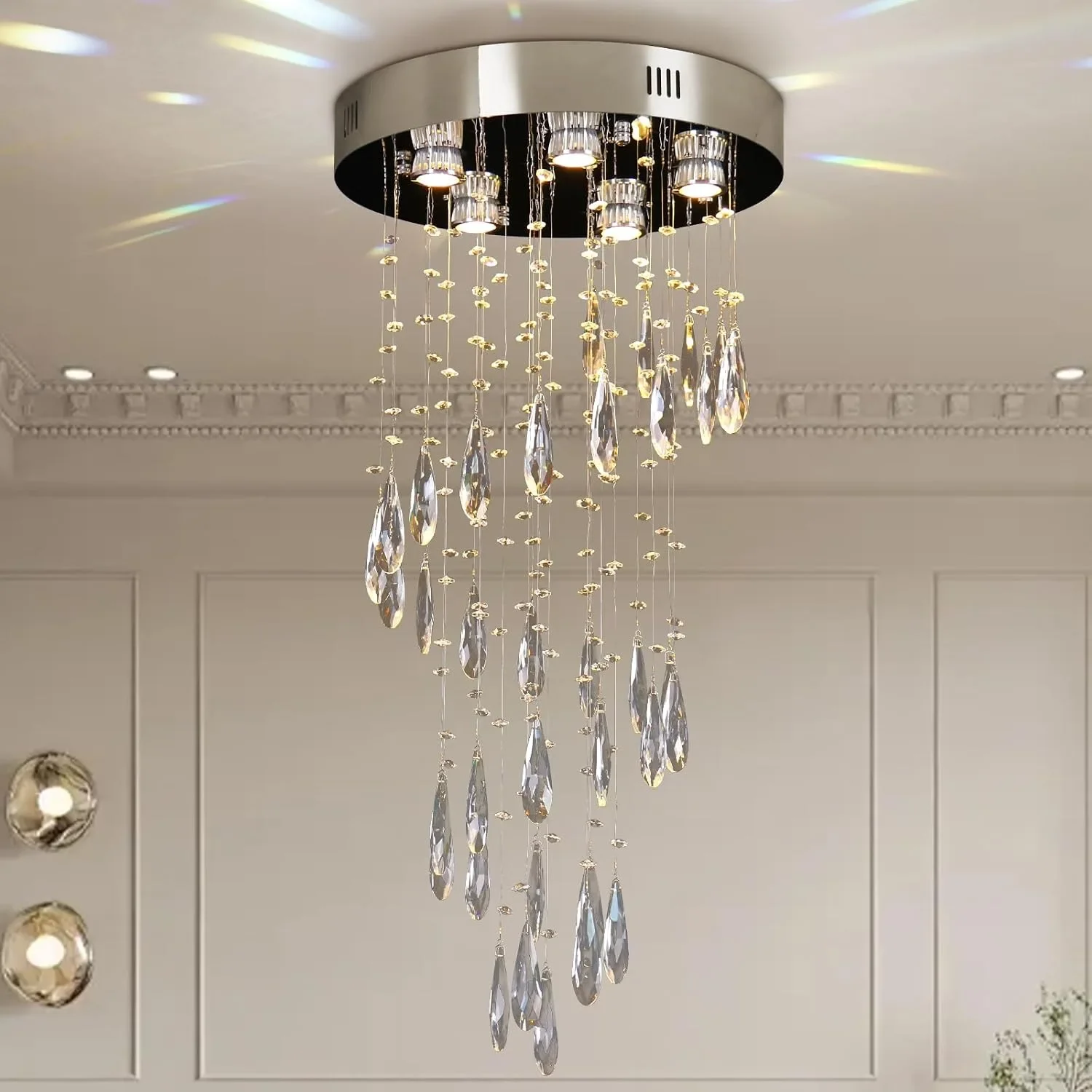 Полилей с кристални елементи и LED/крушки GU10, 5x GU10 (крушки не са включени) — снимка 8