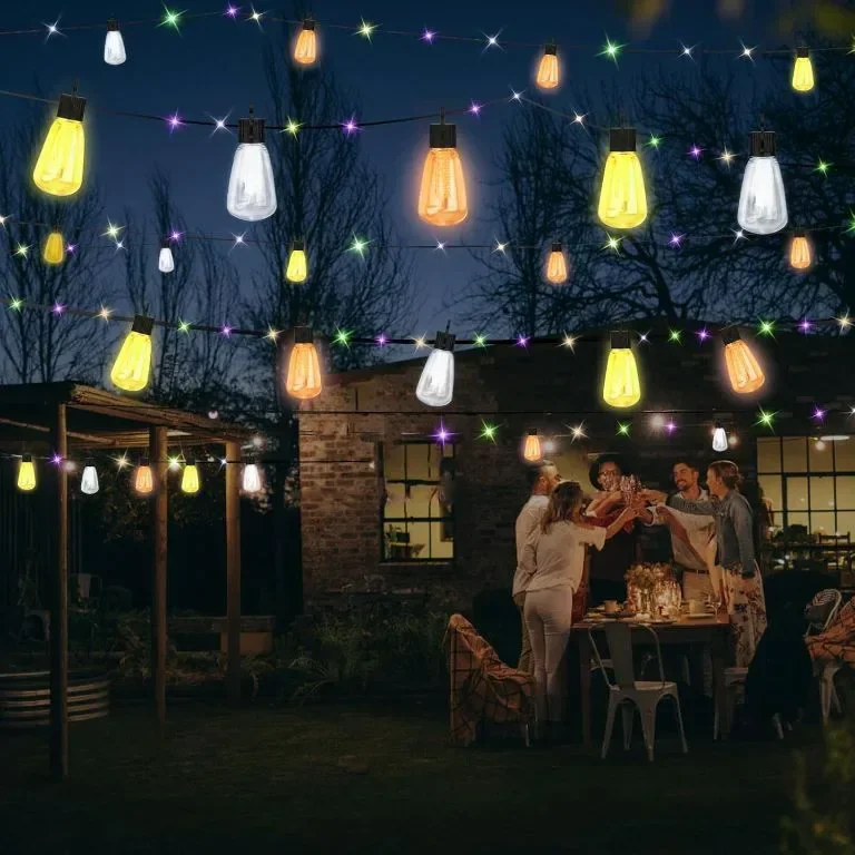 YAYZA! Външни струнни светлини 72 LED перли и 24 LED крушки, дистанционно, 15,24 м — снимка 7