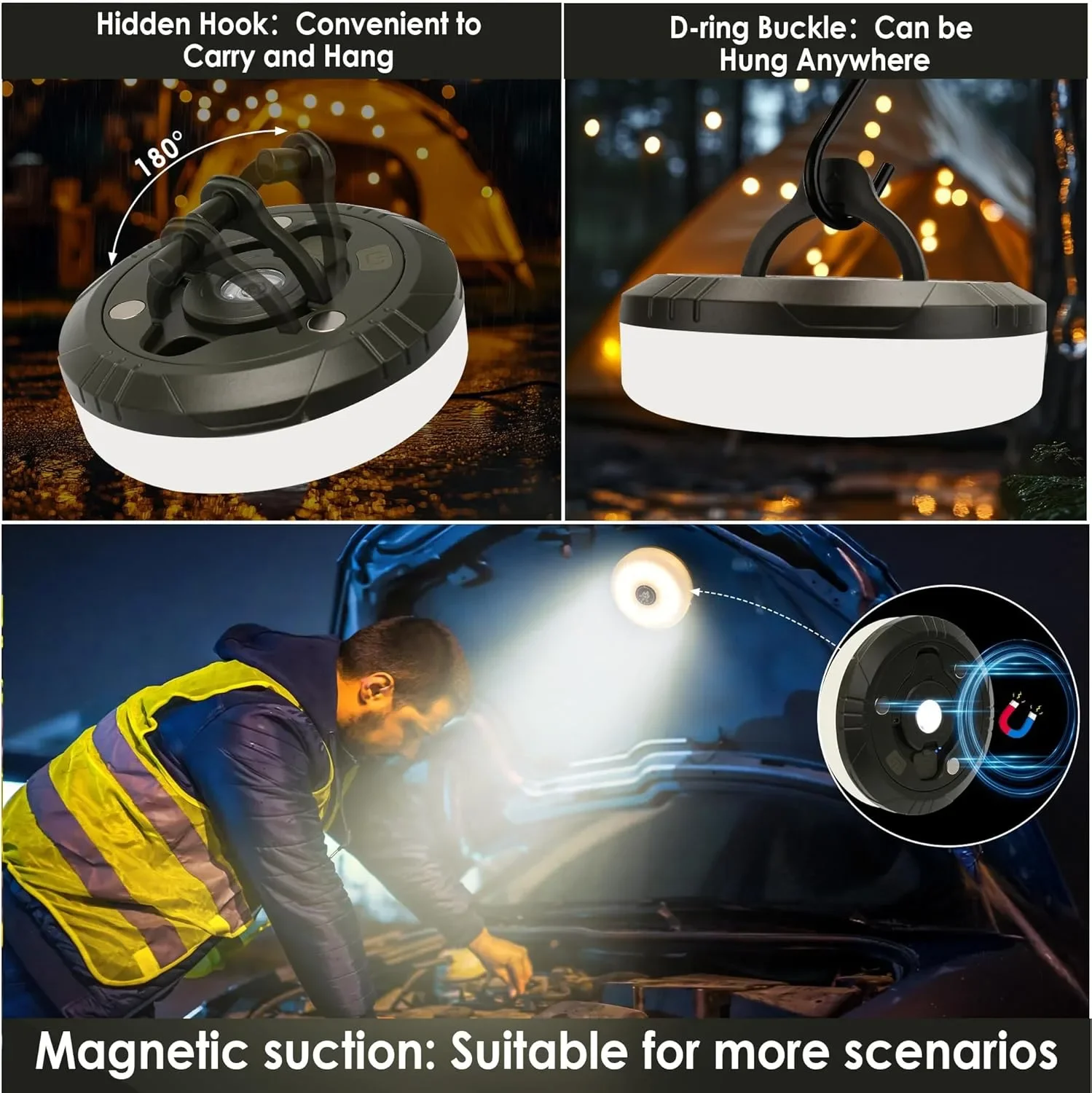LED къмпинг гирлянд 10 м, 3 в 1: гирлянд/лагерна лампа/фенер, водоустойчиви, 8 режима, топло бяло — снимка 4