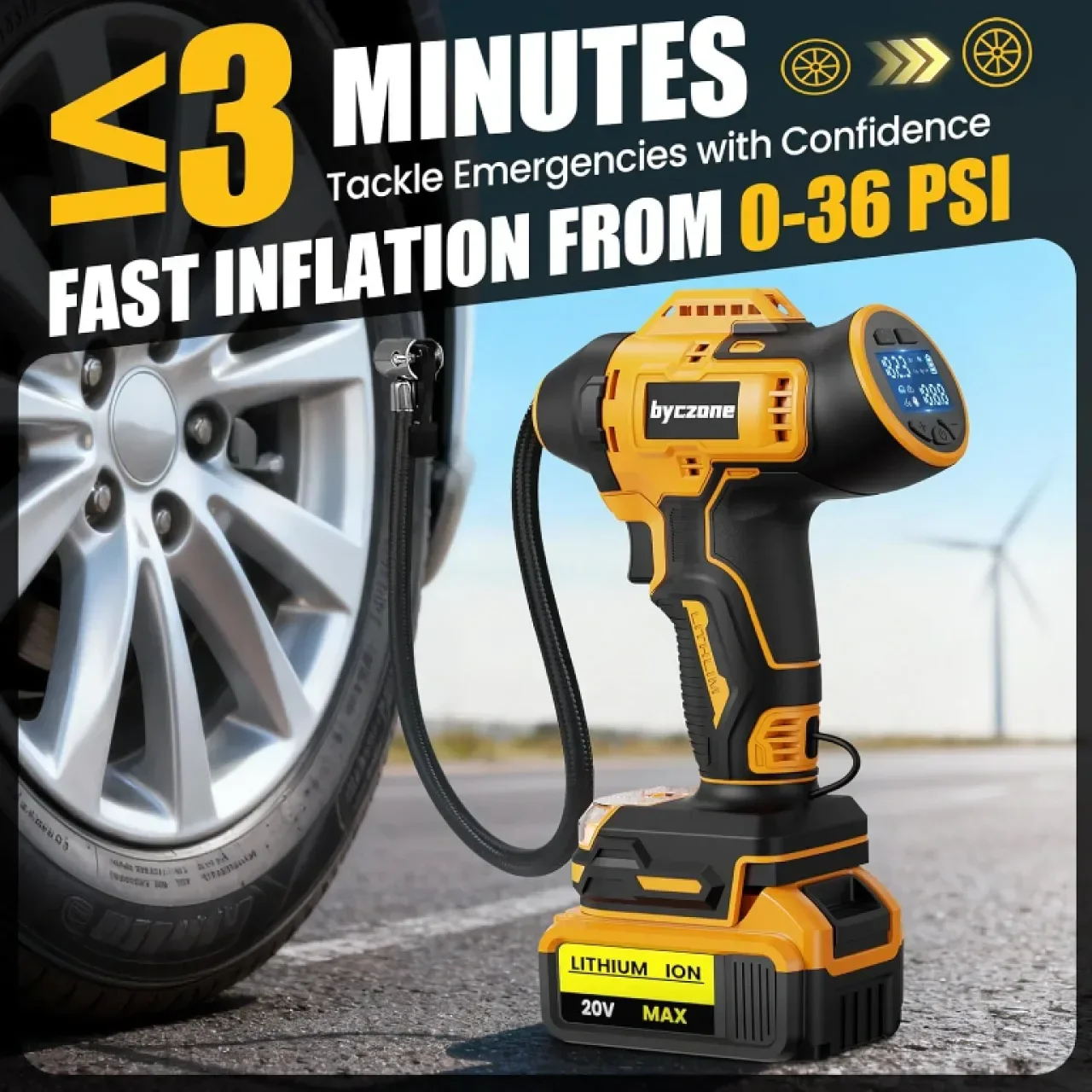 Безжичен въздушен компресор 160 PSI с LCD цифров манометър за батерия Dewalt 18V (без батерия) — снимка 2