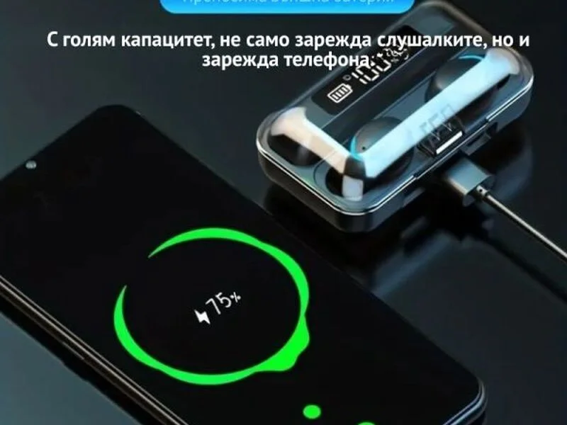 9D Стерео спортни слушалки с кутия за зареждане и микрофон — снимка 2