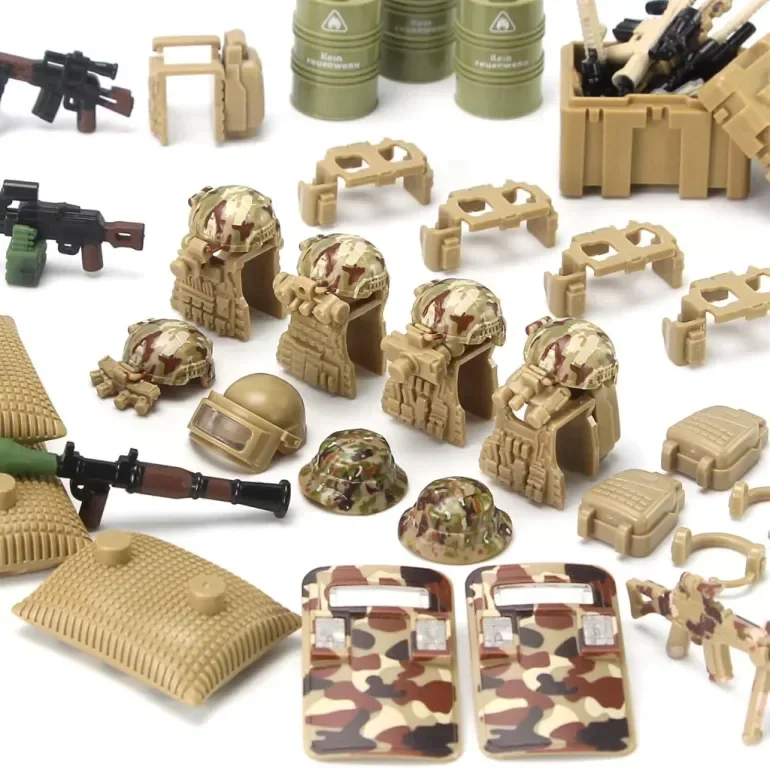 Комплект играчки - военни оръжия, строителни блокове, модели, екипировка - пустинна тематика — снимка 3