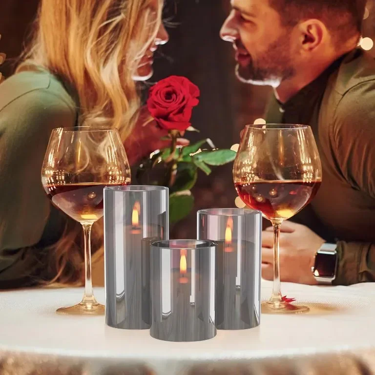 Evglim LED безпламъчни мигащи свещи, дистанционно, Комплект от 3 x H4''/5''/6'' — снимка 6