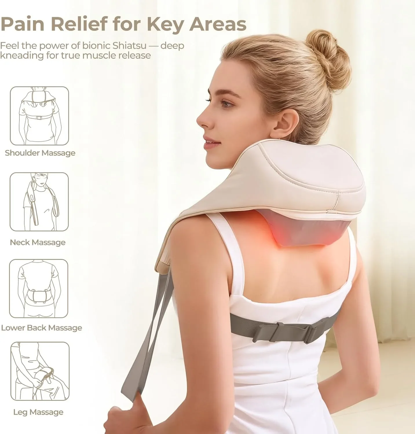 Aspria Shiatsu масажор за врата и раменете с дълбокотъканен масаж и топлина — снимка 5
