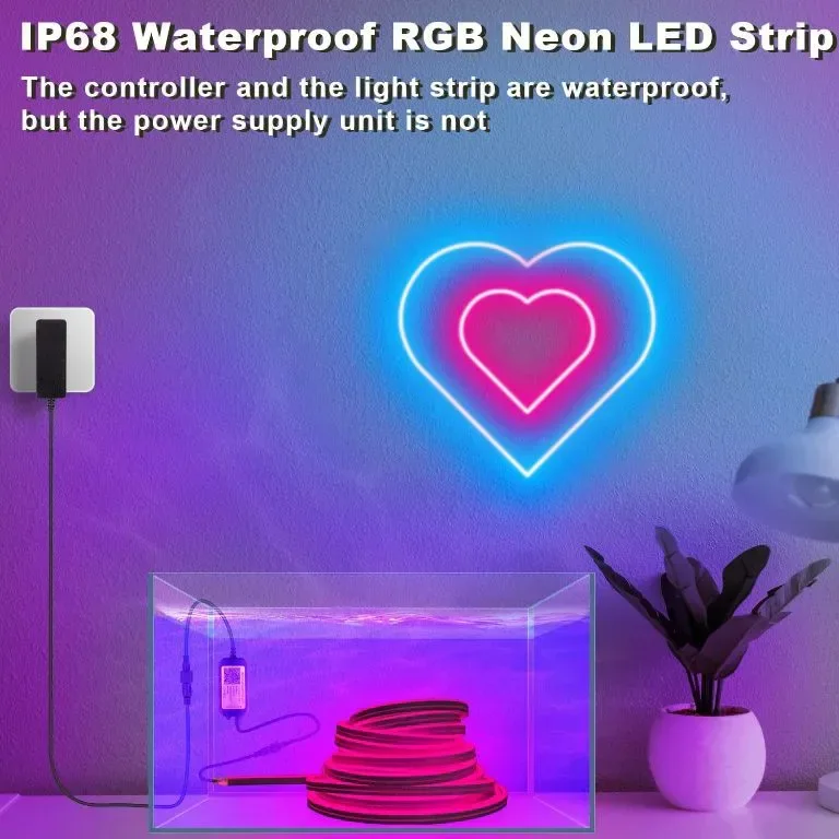 TENDIST 5M RGB LED неонови въжени светлини за открито, IP68 WiFi Гъвкава LED неонова лента, 24V — снимка 7