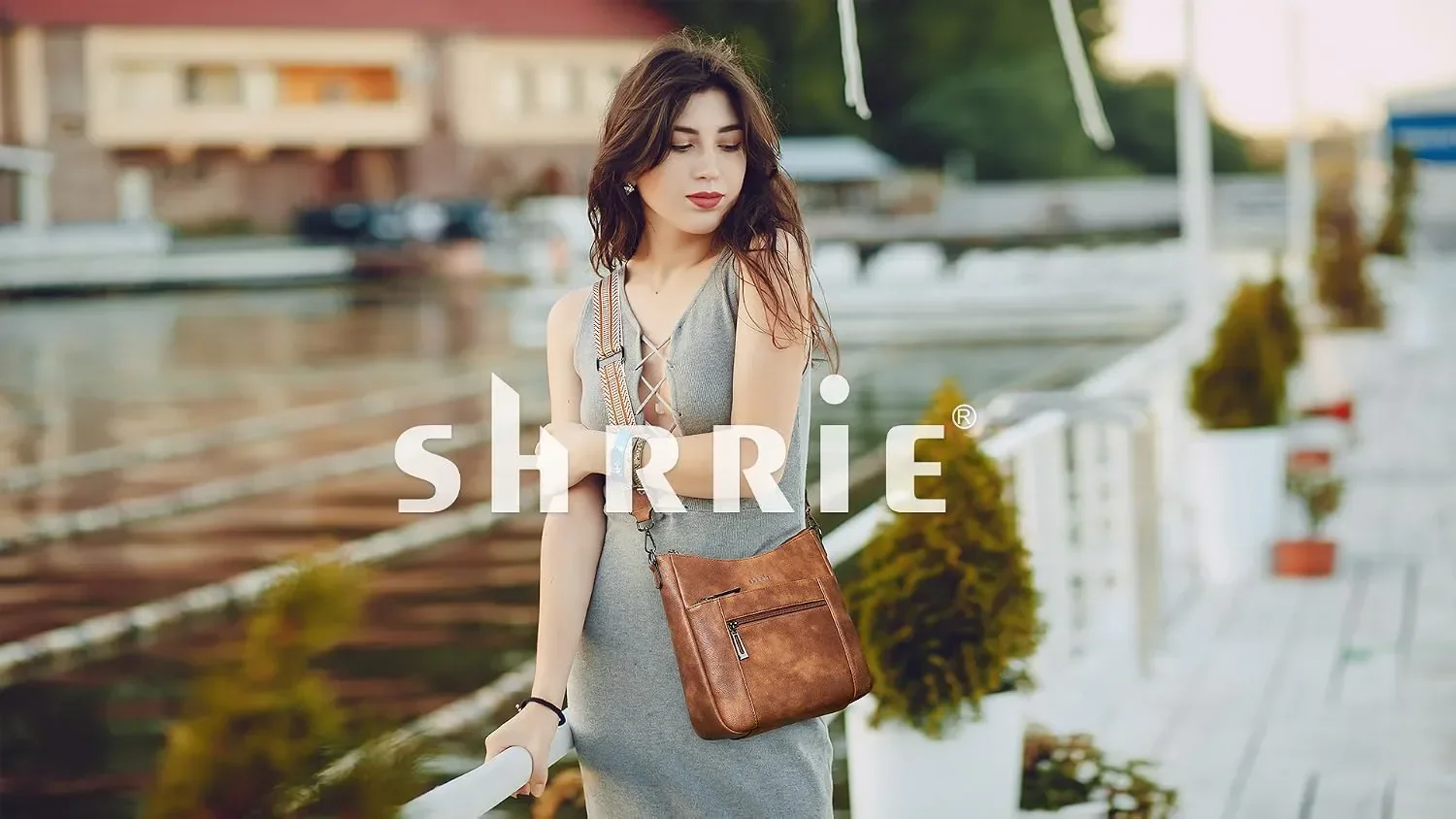 Дамска crossbody чанта Shrrie от веган кожа с регулируема презрамка и 5 отделения — снимка 2