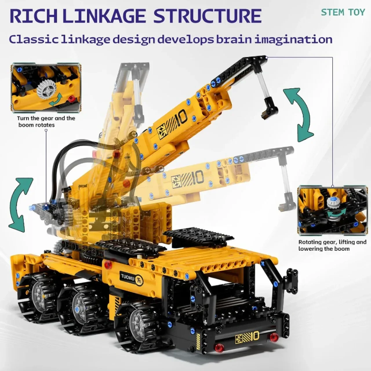 Комплект 5 в 1 STEM строителни играчки, багер, кран, камион, булдозер — снимка 3
