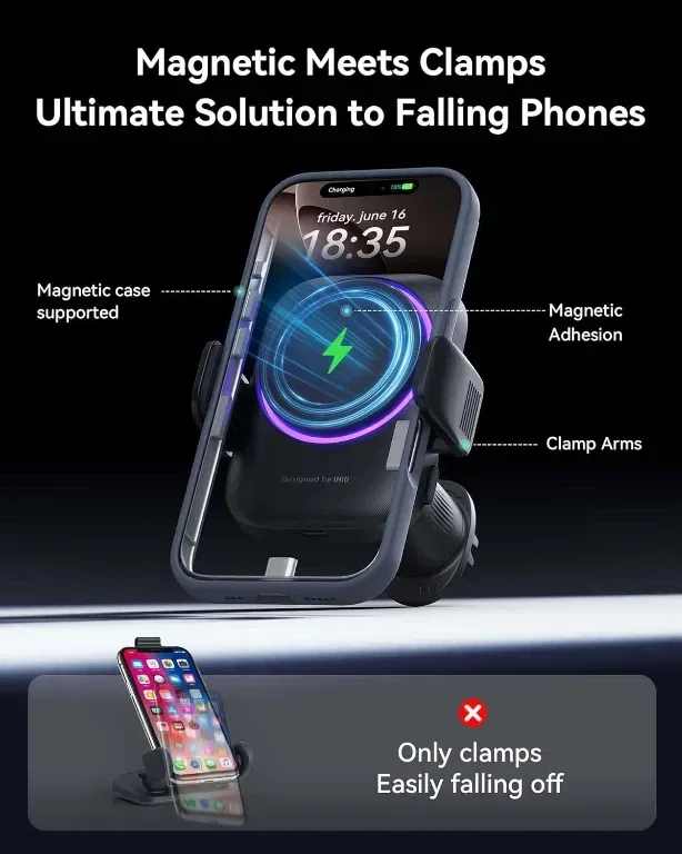 INIU Qi2 магнитно безжично зарядно за кола [15W, розово], RGB — снимка 3