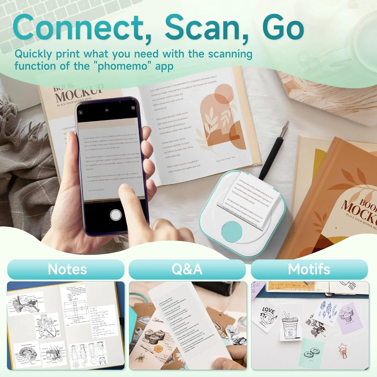 Phomemo Q02 мини термопринтер за стикери (портативен), съвместим с iOS и Android — снимка 2