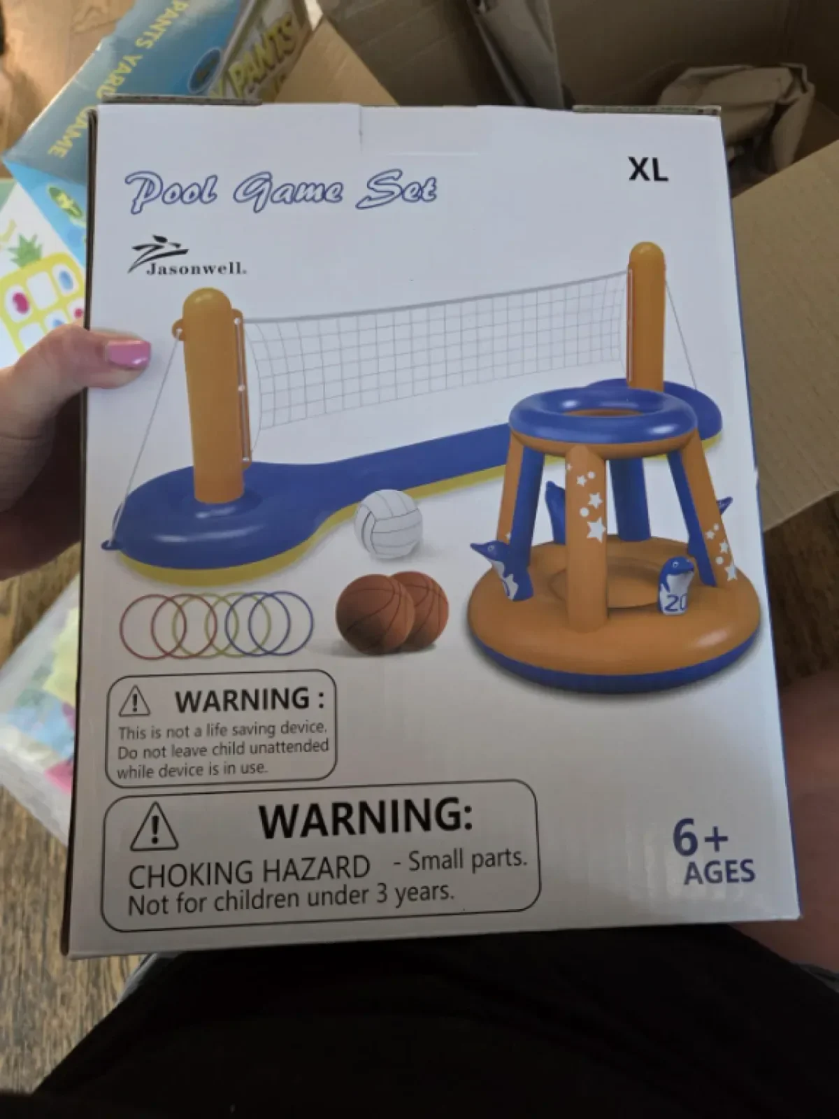 Комплект играчки за басейн Jasonwell - 3 в 1, (оранжево и синьо, XL) — снимка 9