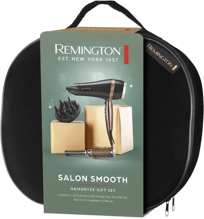 Сешоар Remington подаръчен комплект с концентратор и дифузер, керамичен, йонен, чанта, 2000 W, черен — снимка 6