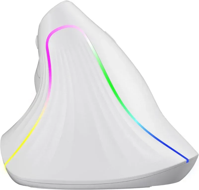 Вертикална безжична мишка CITLLA, ергономична, 2.4G USB приемник и два Bluetooth, RGB, акумулаторна