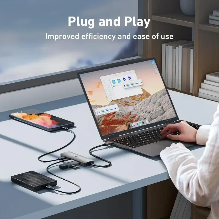 uni USB C хъб 10Gbps, USB C 3.2 Gen 2, 4 порта — снимка 5
